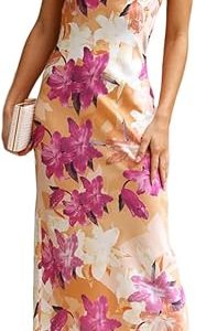 SilkSerai Women’s Satin Silk Backless Maxi Dress – Strapless Elegance